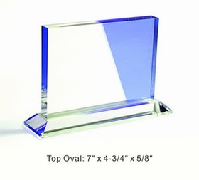 Custom Horizontal Panel Optical Crystal Award Trophy., 5" L x 7" W x 0.8125" H