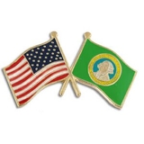 Blank Washington & Usa Crossed Flag Pin, 1 1/8