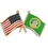 Blank Washington & Usa Crossed Flag Pin, 1 1/8" W, Price/piece