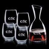Custom Rathburn Carafe with 4 Stanford Wine Glasses