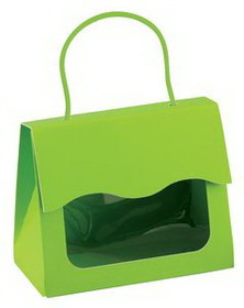 Blank Lime Green Small Gourmet Window Gift Tote, 5 1/8" L x 2 5/8" W x 4 1/8" H