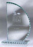 Custom Small Jade Glass Sail Award w/ Pearl Edge