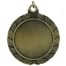 Custom Die Cast Zinc Medal Frame w/ Leaf Border (Holds 2" Insert)