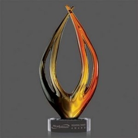 Custom Sanson Hand Blown Art Glass Award, 14 1/2" H x 6" W x 5" D