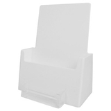 Custom White Pamphlet Holder W/ Biz Card Pocket, 6 1/8