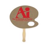 Custom Fan - Artist Palette Recycled Paper Hand Fan Single - Wood Stick Handle