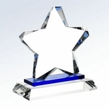 Custom Crystal Blue Twinkle Star Award w/ Crystal Base, 6