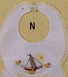 Baby Boutross White Swiss Cotton Bib With Sail Boat And Ducks