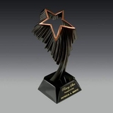 Custom Signature Series Aurora Swooshing Star Award w/ Black Nickel Base, 11 1/2