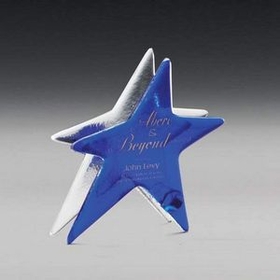 Custom Sapphire Star Art Glass Award (6"x5 1/2"x1 3/4")