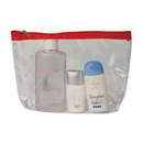 Custom Clear Cosmetic Tote Bag w/ Red Zipper (Screen printed), 7 1/2