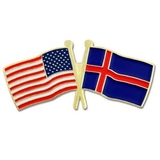 Blank Usa & Iceland Flag Pin, 1 1/8