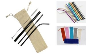Custom 4 pieces set colorful Stainless Steel Straw With Cleaning Brush, FREE SHIPPING!, 8.5" L x 1.25" W