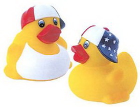 Custom Rubber Patriotic Duck, 3 1/2" L x 3 3/4" W x 3 1/2" H
