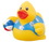 Custom Rubber Beach Party Duck w/ Ball, 3 1/2" L x 3 3/4" W x 3 1/2" H, Price/piece