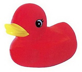 Custom Rubber Red Duck, 3 1/4" L x 3" W x 2 7/8" H