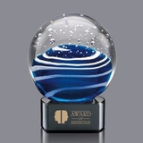 Custom Tranquility Hand Blown Art Glass Award w/ Black Base, 4 1/2