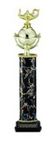 Custom Black & Gold Marbled Single Column Trophy w/Lamp of Learning Figure (17
