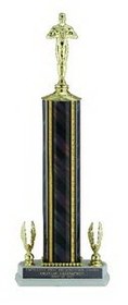 Custom Red Splash Striped Single Column Trophy w/Figure (18 1/2")