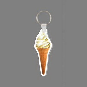 Key Ring & Full Color Punch Tag - Soft Serve Ice Cream Cone