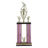 Custom Pink Moonbeam Figure Topped Double Column Trophy w/Cup & Eagle Trim (25