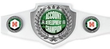 Custom Championship Award Belt Bright Silver W White Leather