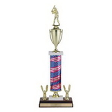 Custom Single Column Stars & Stripes Trophy w/Cup & Eagle Trims (23