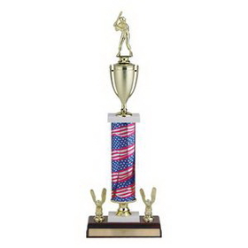 Custom Single Column Stars & Stripes Trophy w/Cup & Eagle Trims (23")