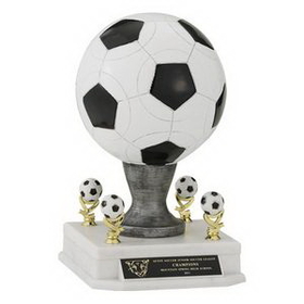 Custom 14 1/2" Resin Soccer Ball Trophy w/8" Diameter Ball