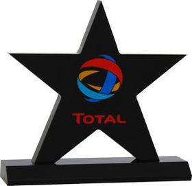 Custom Large Black Acrylic Star Award (6 1/2"x 7 3/8"x 3/4") Laser Engraved
