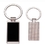 Custom Rectangle Metal Key Chain w/ Dark Reflective Tag, 2 1/8" H x 1" W x 1/8" D, Price/piece