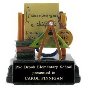 4 1/4" Math Wiz Award Scholastic Trophy (Black Plate)