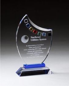Custom Colored Glass Award with Colored Accents (5"x8")