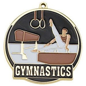 Custom 2" High Tech Medallion Gymnastics In Gold (Male)