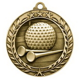 Custom 2 3/4'' Golf Wreath Award Medallion