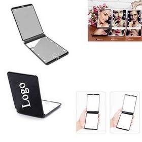 Custom Double-sided Folding Light-emitting Led Makeup Mirror, 5"" L x 3.3"" W x 0.4"" H