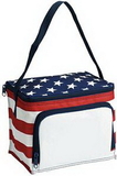 Custom Stars & Stripes 6 Can Cooler/ Lunch Bag, 8.5
