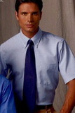 Custom Blue / White Men's Short Sleeve Executive Button Down Shirt