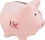 Custom Pink Ceramic Awareness Piggy Bank - Pink, 3 3/4" L x 3" W x 3" H, Price/piece