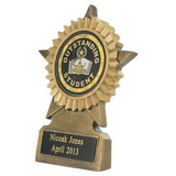 Custom Gold Star Resin Academic Trophy w/Engraving Plate (5