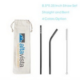 Custom Stainless Steel Straw Set with Pouch Brush, Metal Straw Kit, Reusable Drinking Straw, Straight, 8.5
