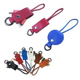 Custom 2-In-1 Charging Data Cable With Keychain, 5 1/8" L x 1" W