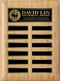 Custom Annual Bamboo Plaque w/ Laser Engraved Plate (10.5