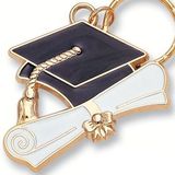 Custom Graduate Cap Enamel Keychain, 1 1/2