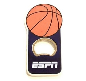 Custom Basket Ball Shape Bottle Opener With Magnet, 4" L X 2" W