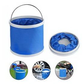 Custom Portable Collapsible Outdoor Water Bucket, 9 5/8" L x 9 5/8" W x 1 9/16" H