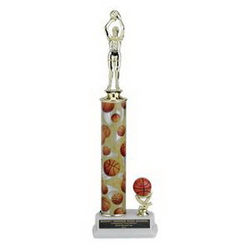 Custom Single Column Basketball Trophy w/Figure & Sport Trim (15")