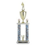 Custom Double Column Baseball Trophy w/Cup & Figure (27