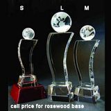 Custom Crystal Globe Trophy (optional: Rosewood Base) - (Sand blasting)