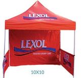 Custom 10'x10' Hex Aluminum Tent Frame w/ Canopy, Single Sided Full Rear Wall, 2 Half Wall & Bag